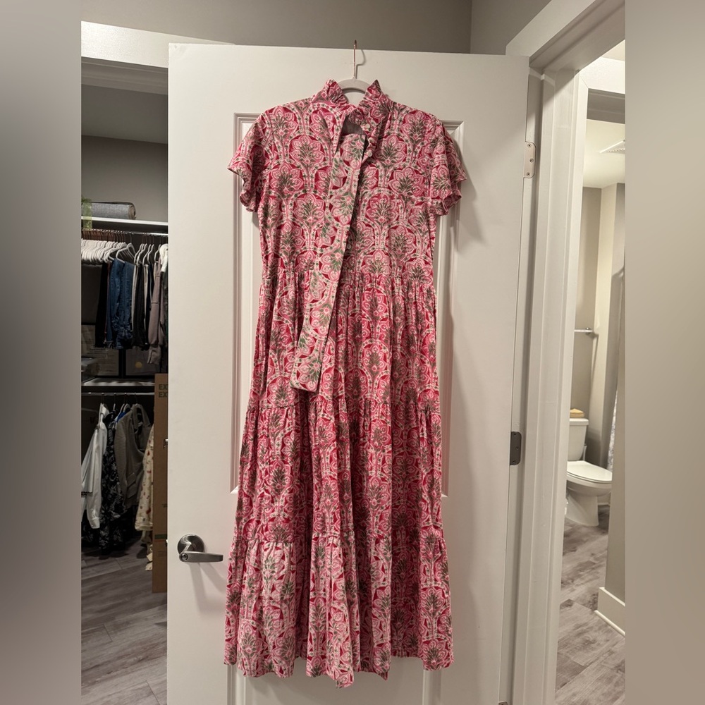 Grand Millennial Floral Tie-Waist Maxi Dress